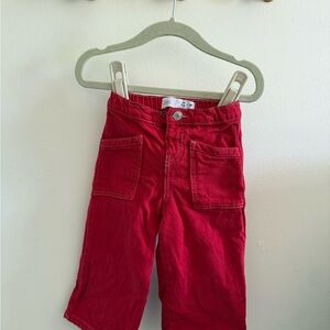 Kids Red Cotton Pants - Zara